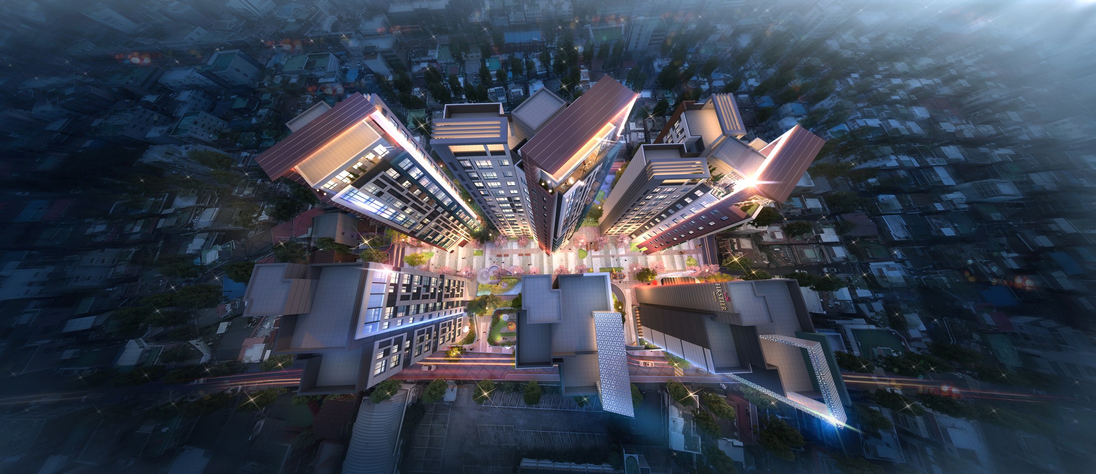 A shared centre from above