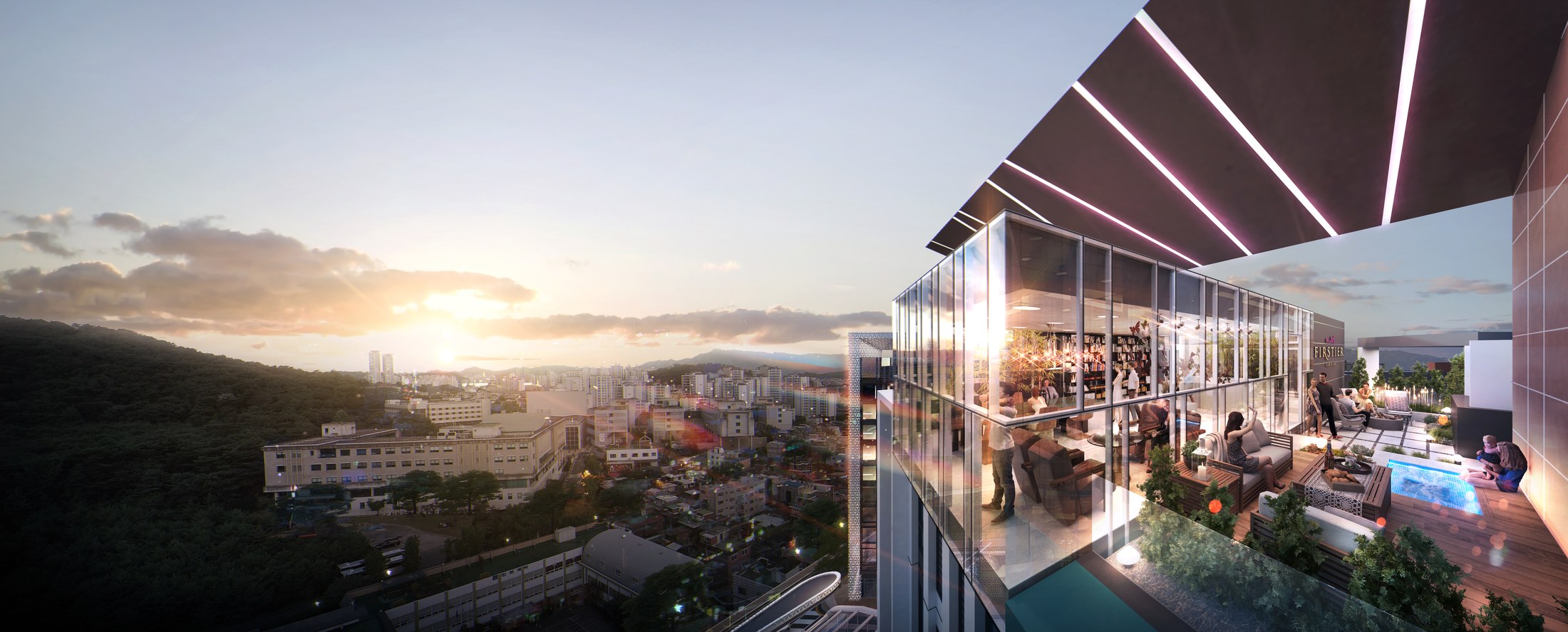 An elevated shared terrace