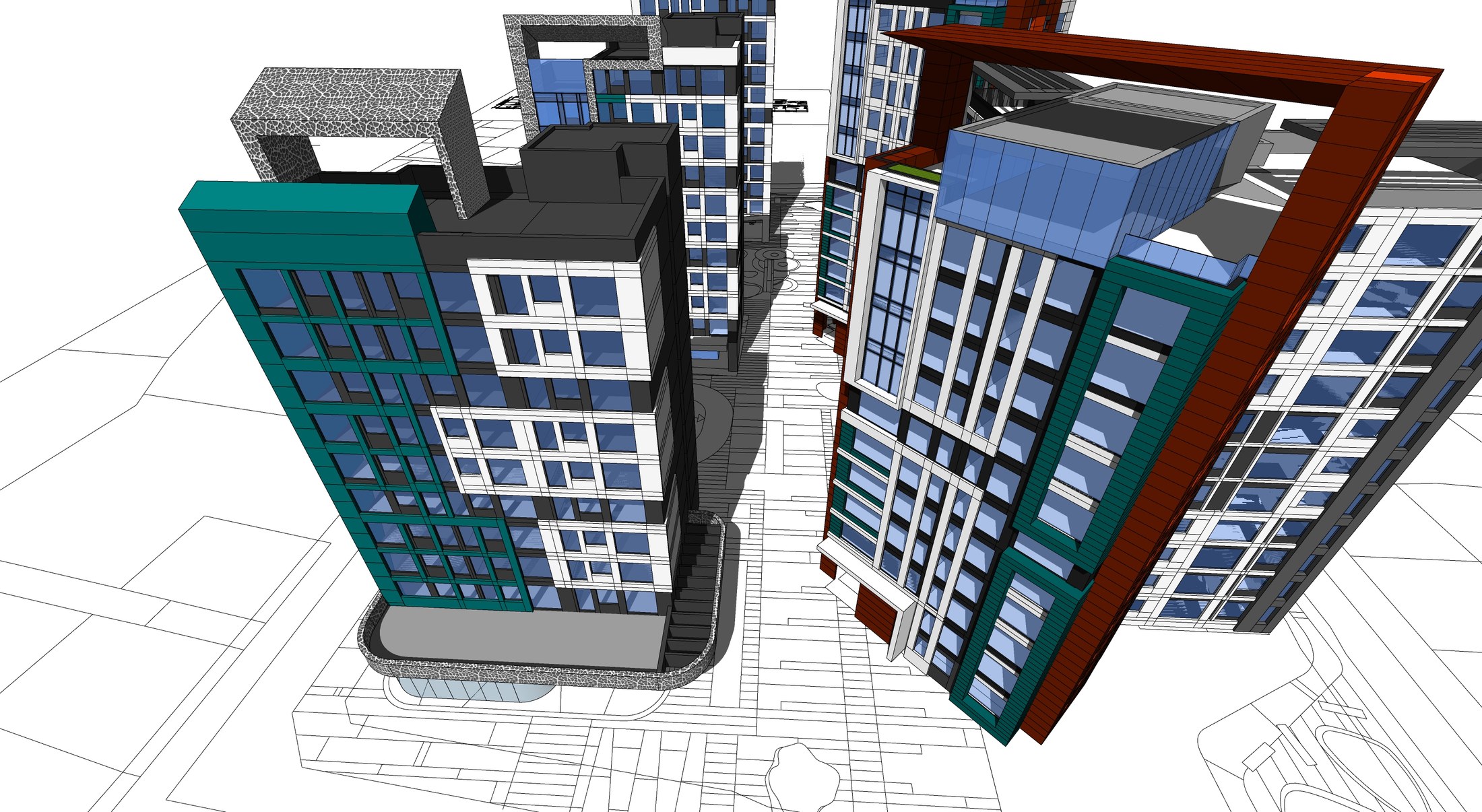 Roof forms and facade rhythm