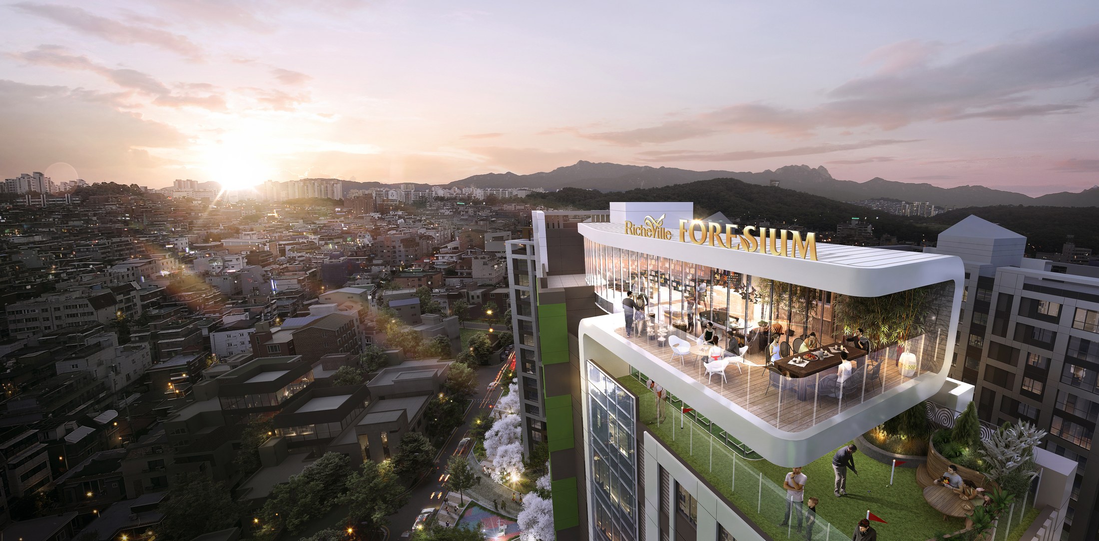 A community terrace above the city