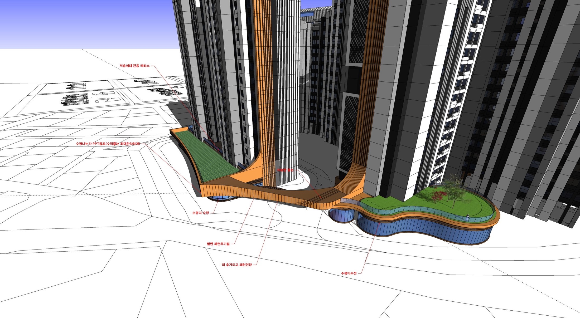 Landscape at the building base