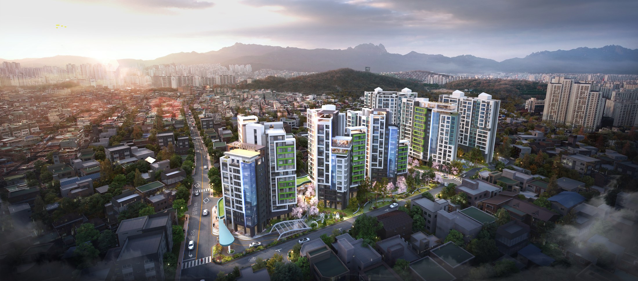 Residential ensemble from above