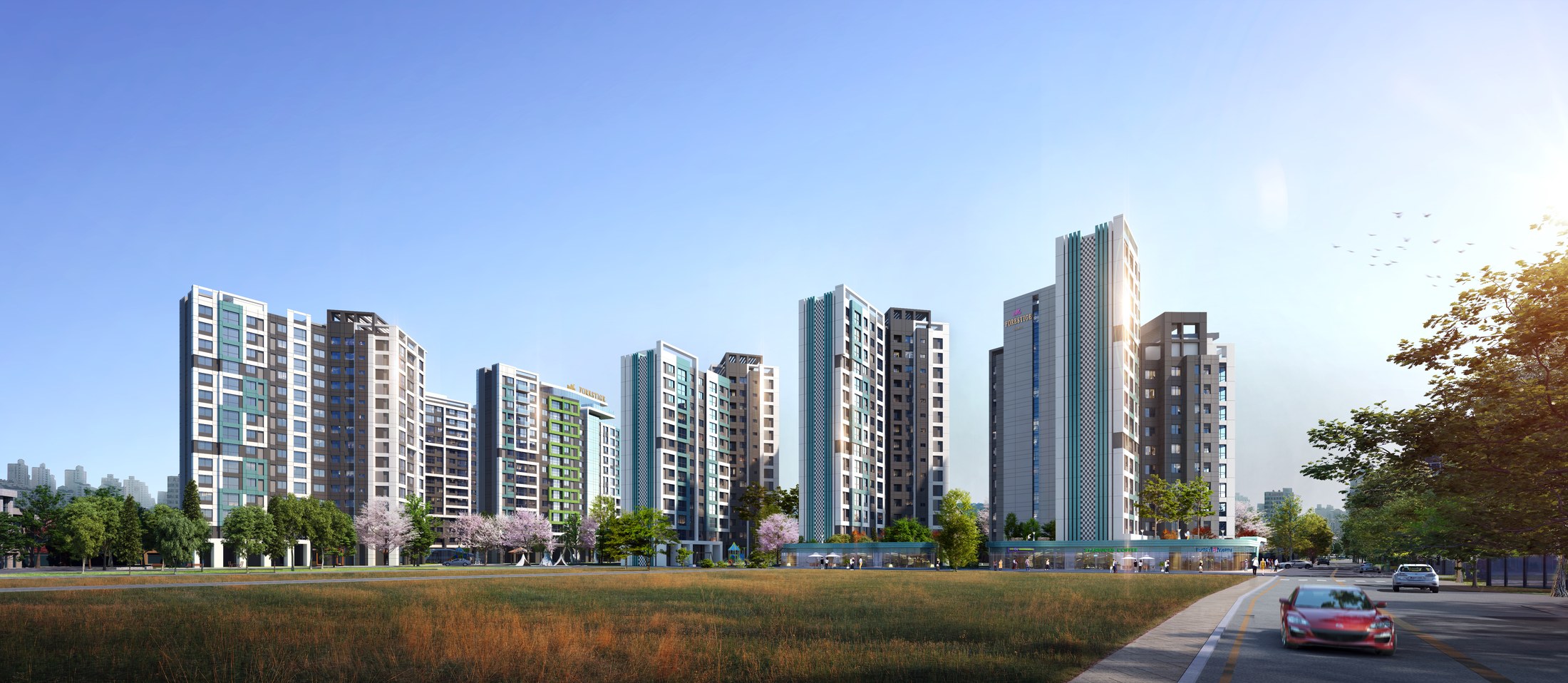 Landscape-facing elevation