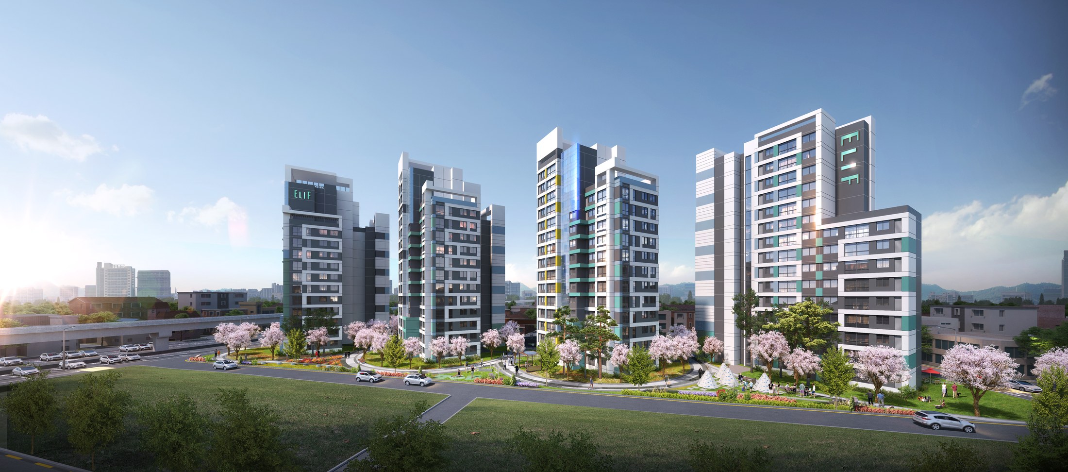 Shared landscape between buildings