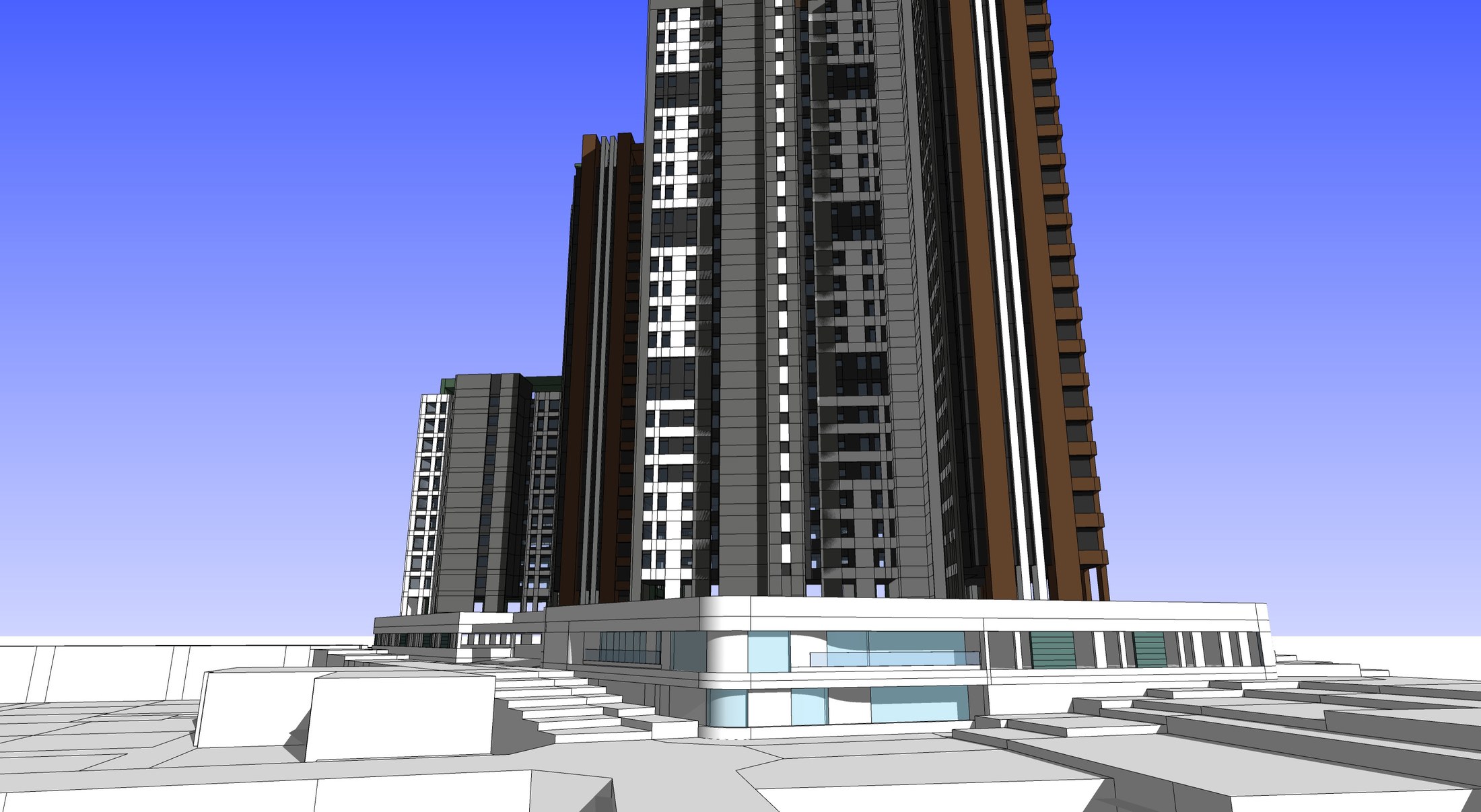 Podium and ground-level approach