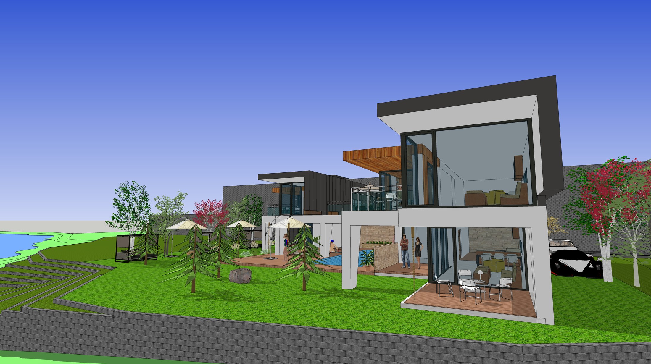 The villa at the garden edge