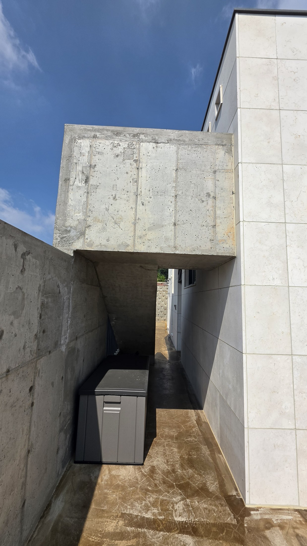 A sheltered entrance recess