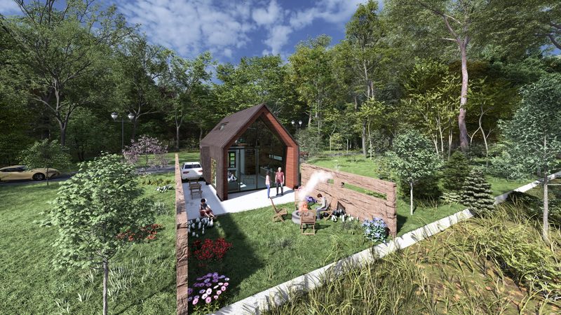 A compact house and garden court